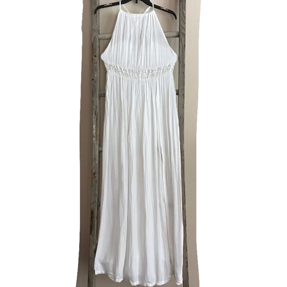 white gauze maxi dress